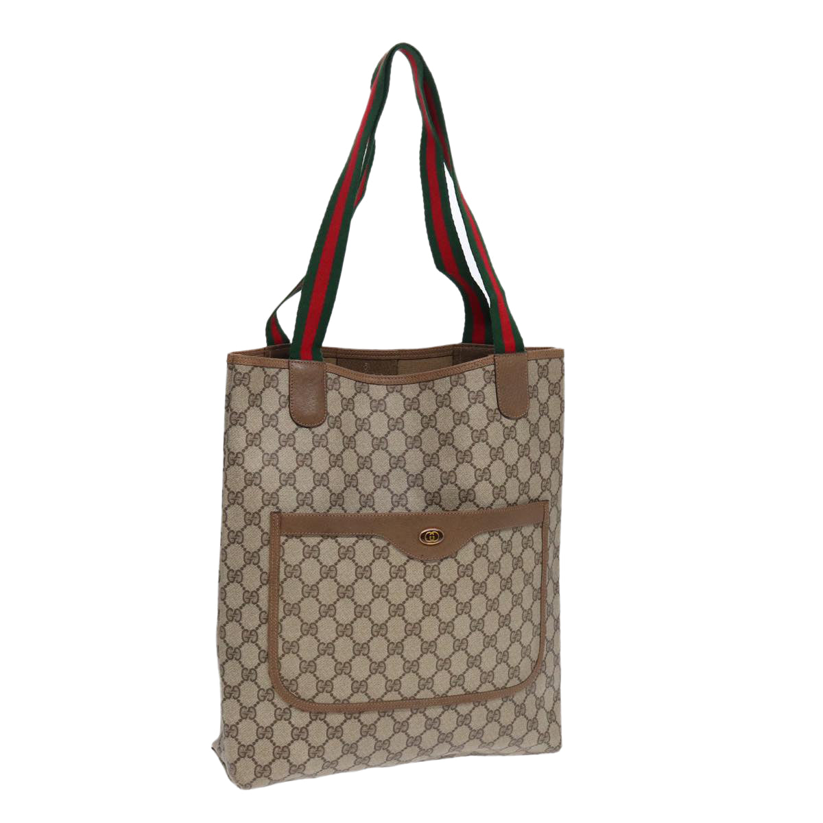 GUCCI GG Supreme Web Sherry Line Tote Bag PVC Beige Red 39 02 003 yk14357
