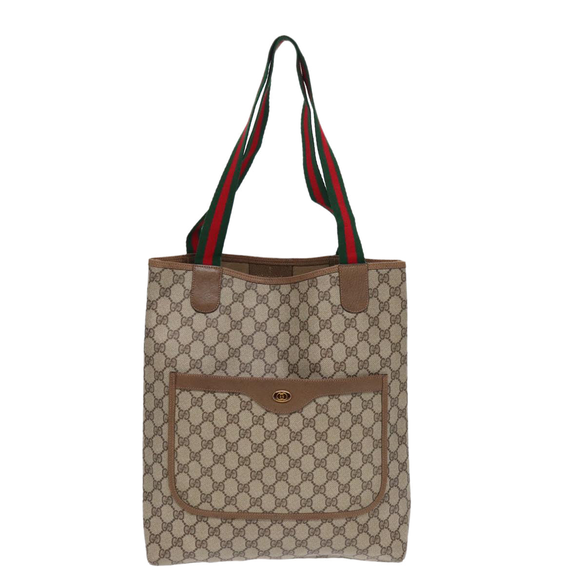 GUCCI GG Supreme Web Sherry Line Tote Bag PVC Beige Red 39 02 003 yk14357