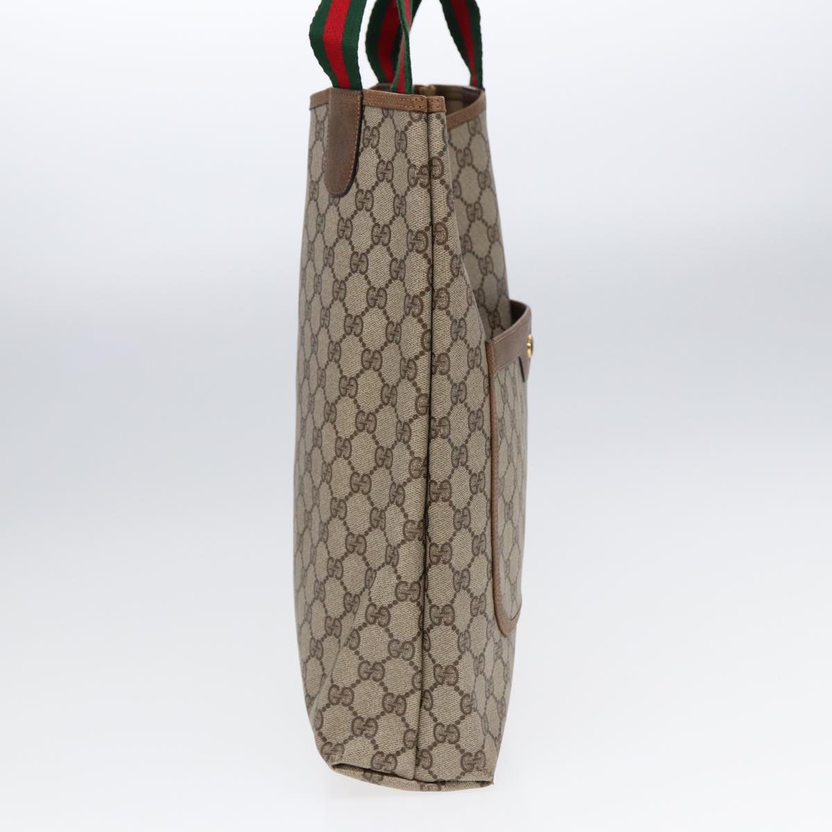 GUCCI GG Supreme Web Sherry Line Tote Bag PVC Beige Red 39 02 003 yk14357