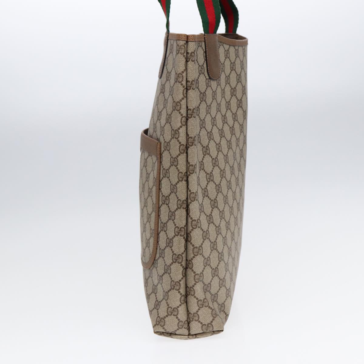 GUCCI GG Supreme Web Sherry Line Tote Bag PVC Beige Red 39 02 003 yk14357