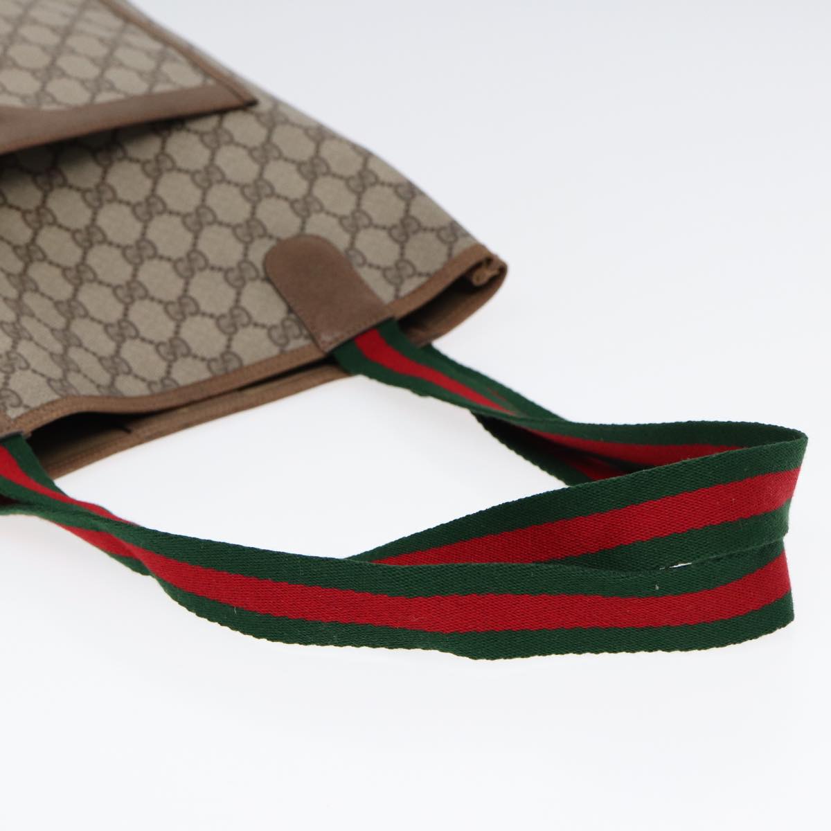 GUCCI GG Supreme Web Sherry Line Tote Bag PVC Beige Red 39 02 003 yk14357