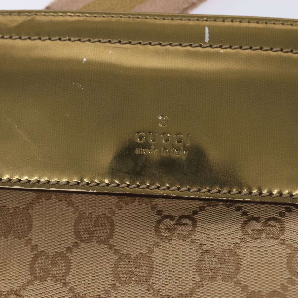 GUCCI GG Canvas Sherry Line Waist bag Beige Brown gold 28566 yk14366