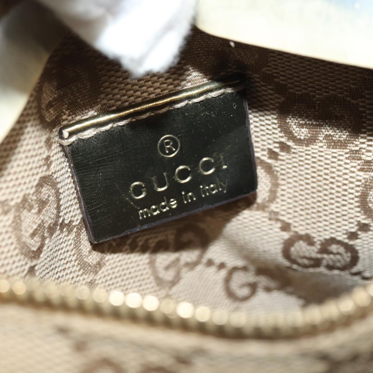 GUCCI GG Canvas Sherry Line Waist bag Beige Brown gold 28566 yk14366