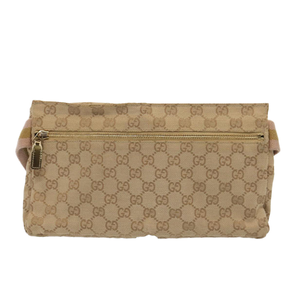 GUCCI GG Canvas Sherry Line Waist bag Beige Brown gold 28566 yk14366