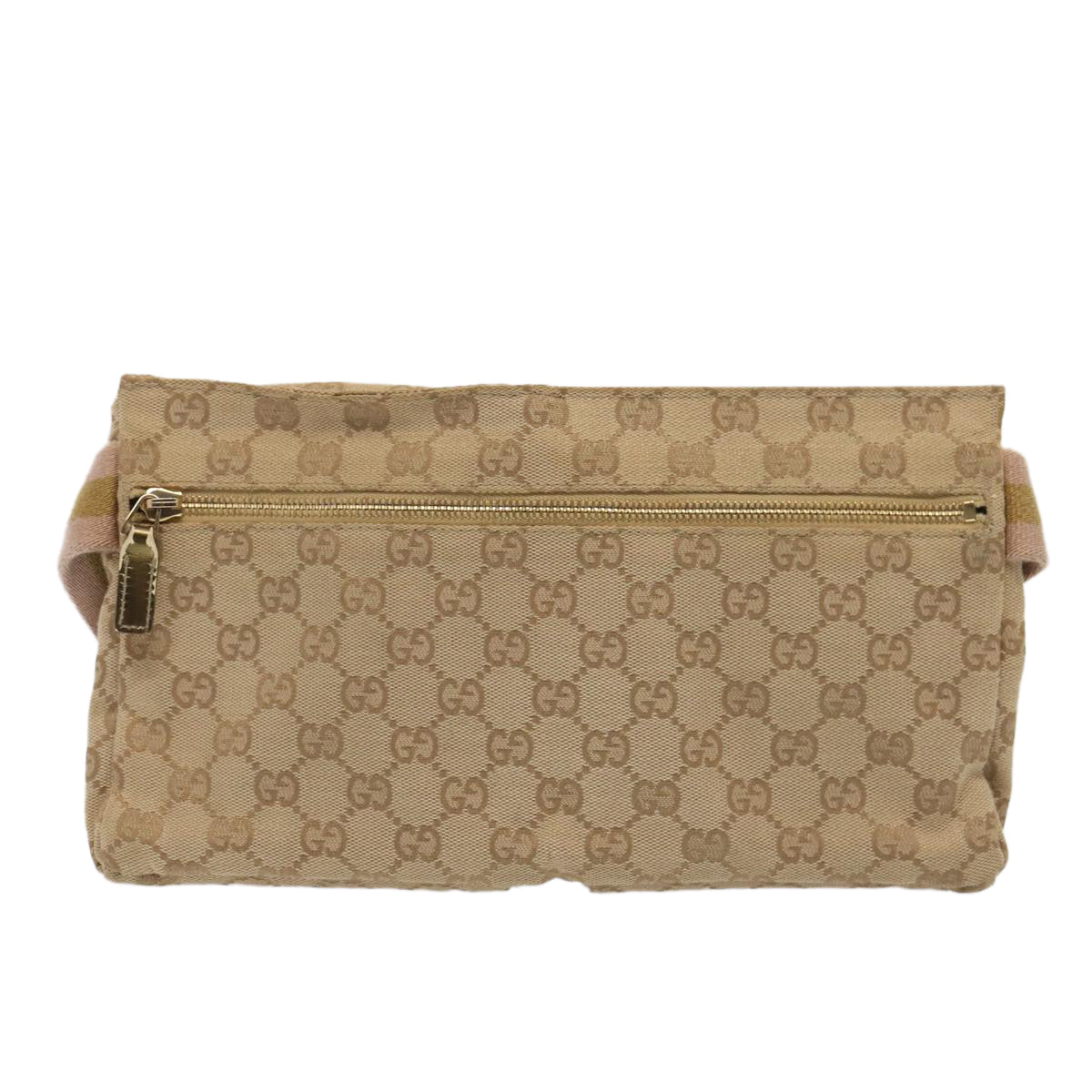 GUCCI GG Canvas Sherry Line Waist bag Beige Brown gold 28566 yk14366