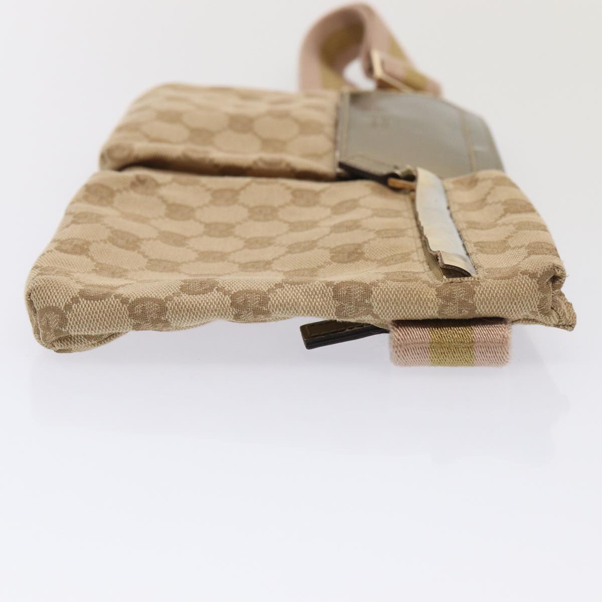 GUCCI GG Canvas Sherry Line Waist bag Beige Brown gold 28566 yk14366