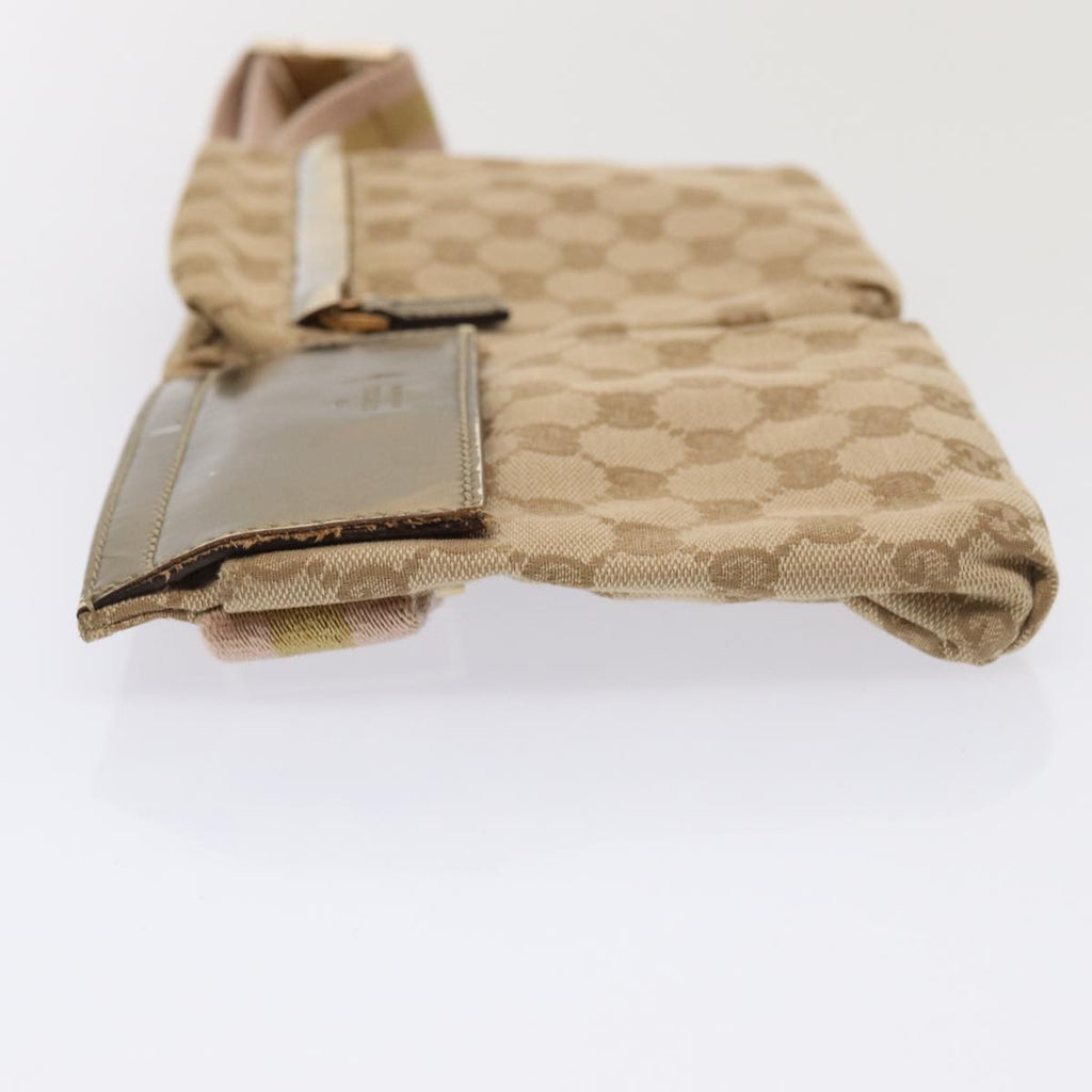 GUCCI GG Canvas Sherry Line Waist bag Beige Brown gold 28566 yk14366