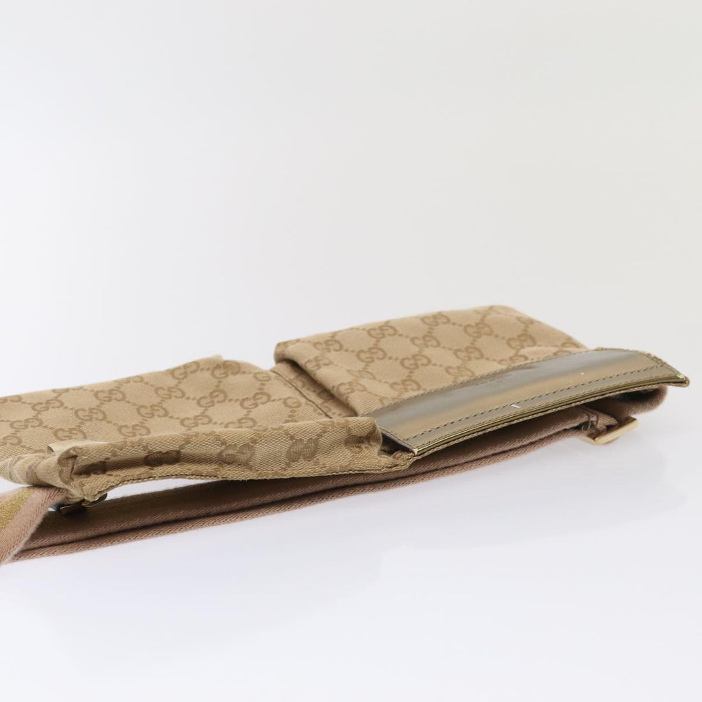 GUCCI GG Canvas Sherry Line Waist bag Beige Brown gold 28566 yk14366