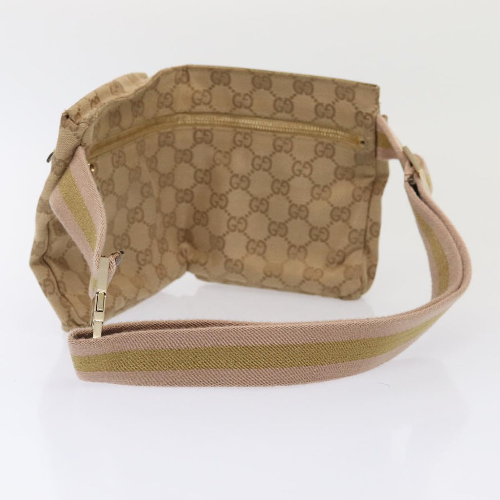 GUCCI GG Canvas Sherry Line Waist bag Beige Brown gold 28566 yk14366
