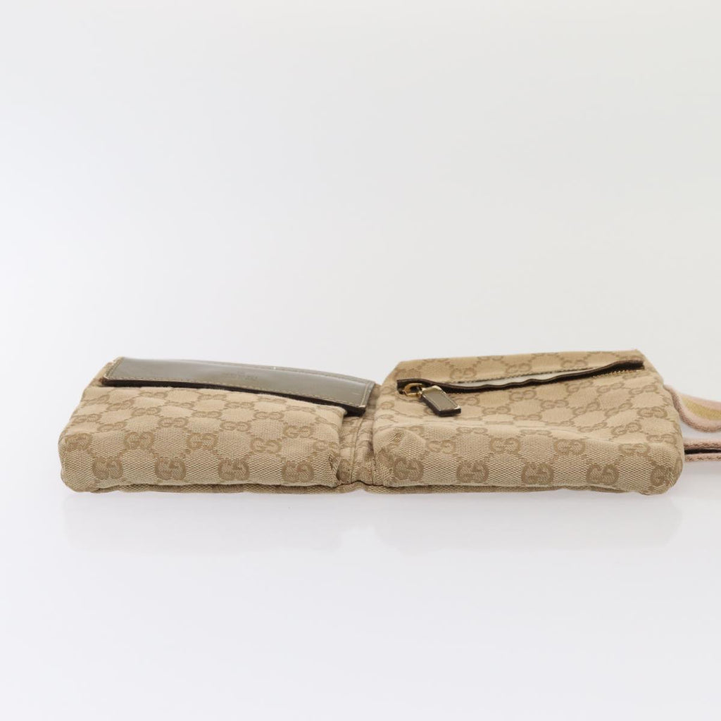 GUCCI GG Canvas Sherry Line Waist bag Beige Brown gold 28566 yk14366