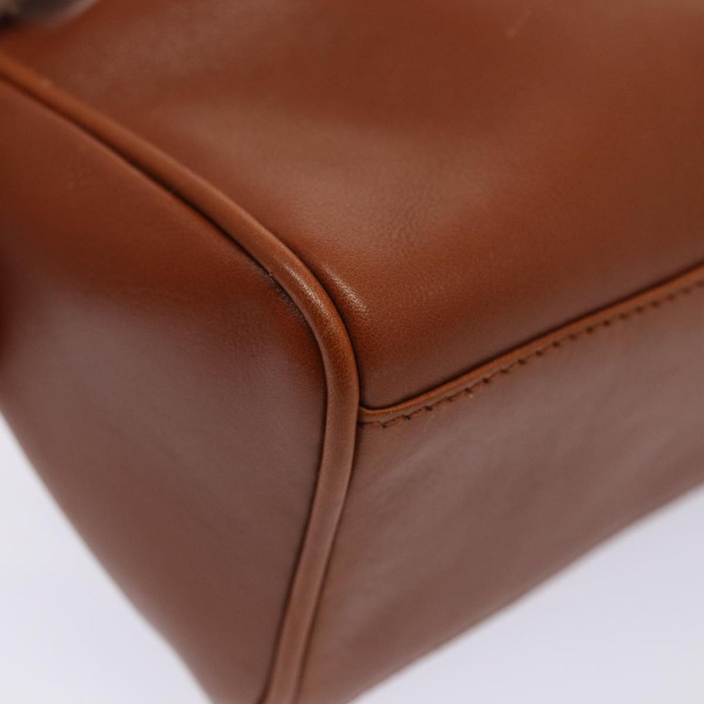 GUCCI Bamboo Hand Bag Leather 2way Brown Gold 007 3444 0232 yk14371