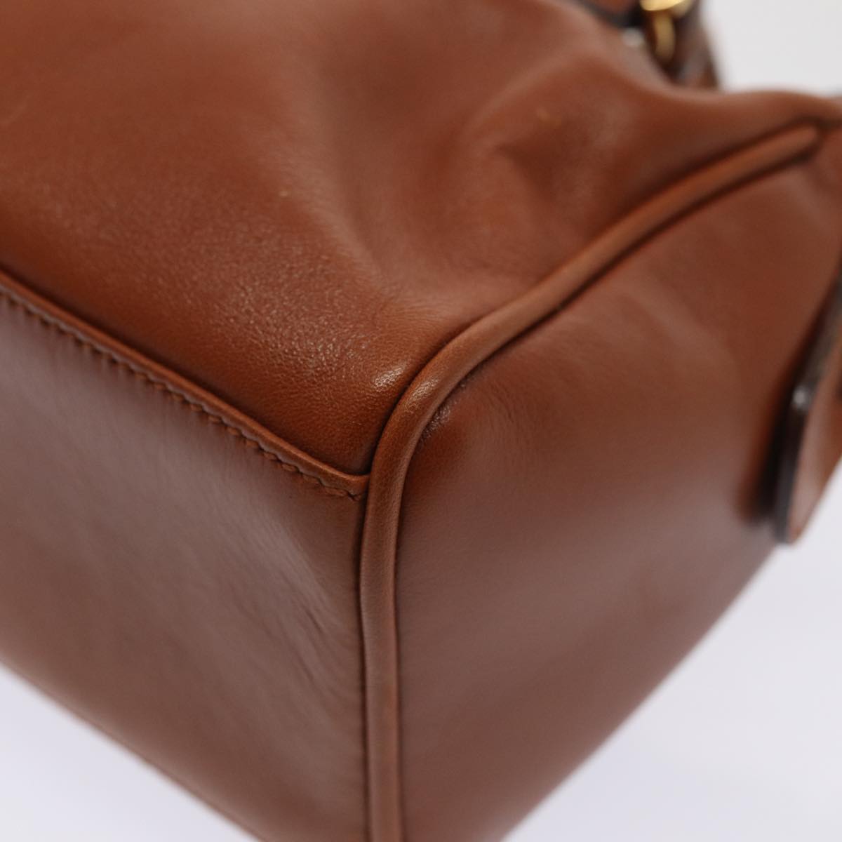 GUCCI Bamboo Hand Bag Leather 2way Brown Gold 007 3444 0232 yk14371