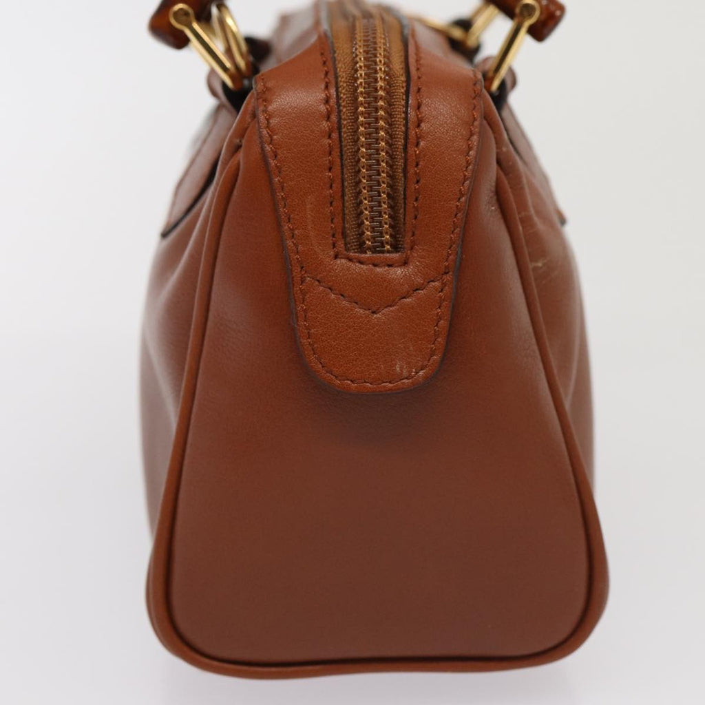 GUCCI Bamboo Hand Bag Leather 2way Brown Gold 007 3444 0232 yk14371