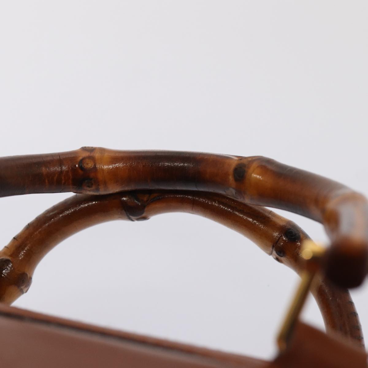 GUCCI Bamboo Hand Bag Leather 2way Brown Gold 007 3444 0232 yk14371