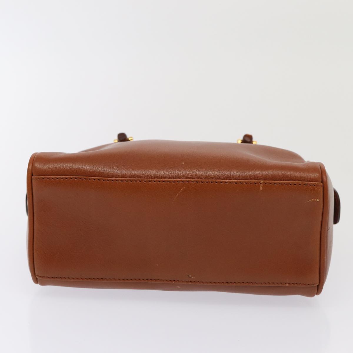 GUCCI Bamboo Hand Bag Leather 2way Brown Gold 007 3444 0232 yk14371