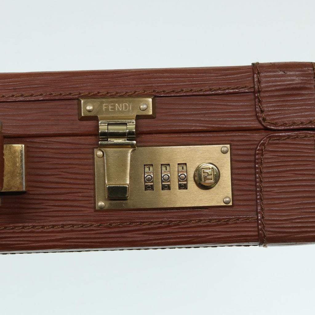 FENDI Business Bag Leather Brown yk14372