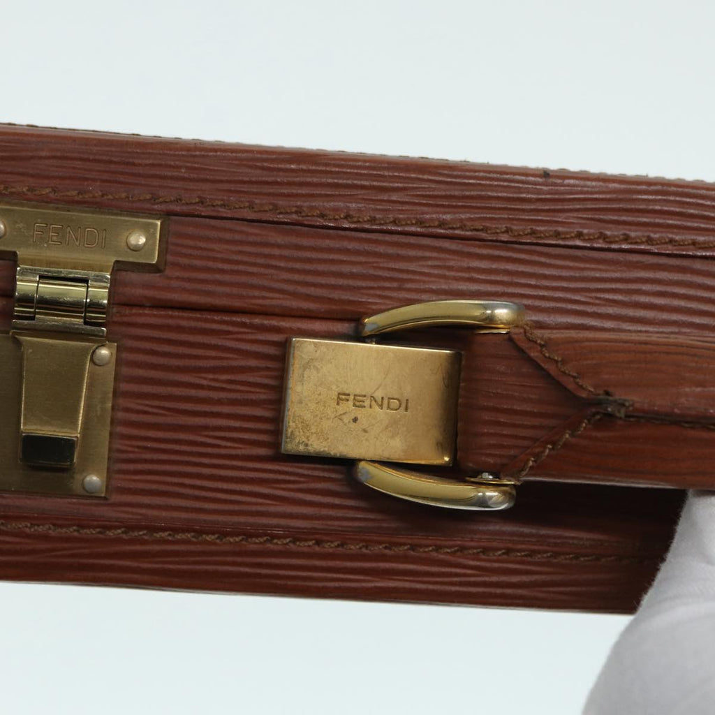 FENDI Business Bag Leather Brown yk14372