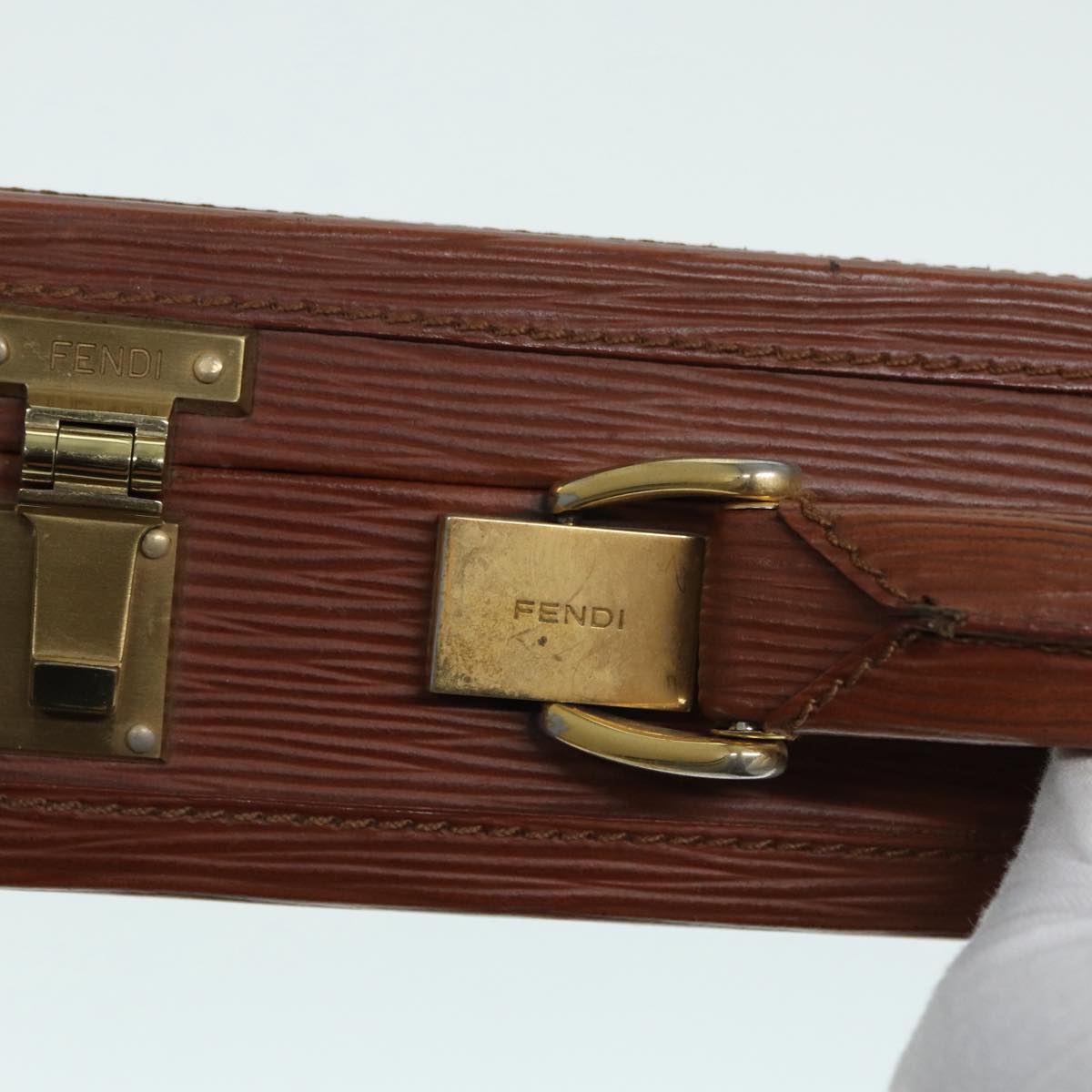 FENDI Business Bag Leather Brown yk14372