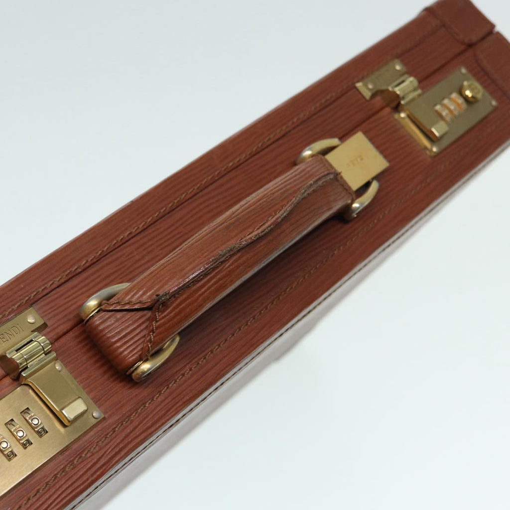FENDI Business Bag Leather Brown yk14372