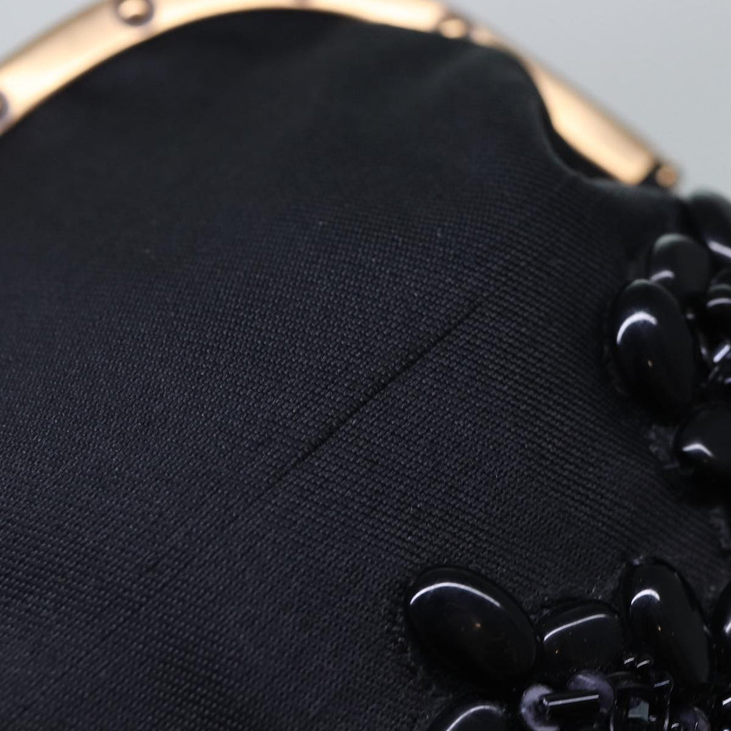 GUCCI Bamboo Beads Chain Purse Pouch Canvas Black 125587 yk14373