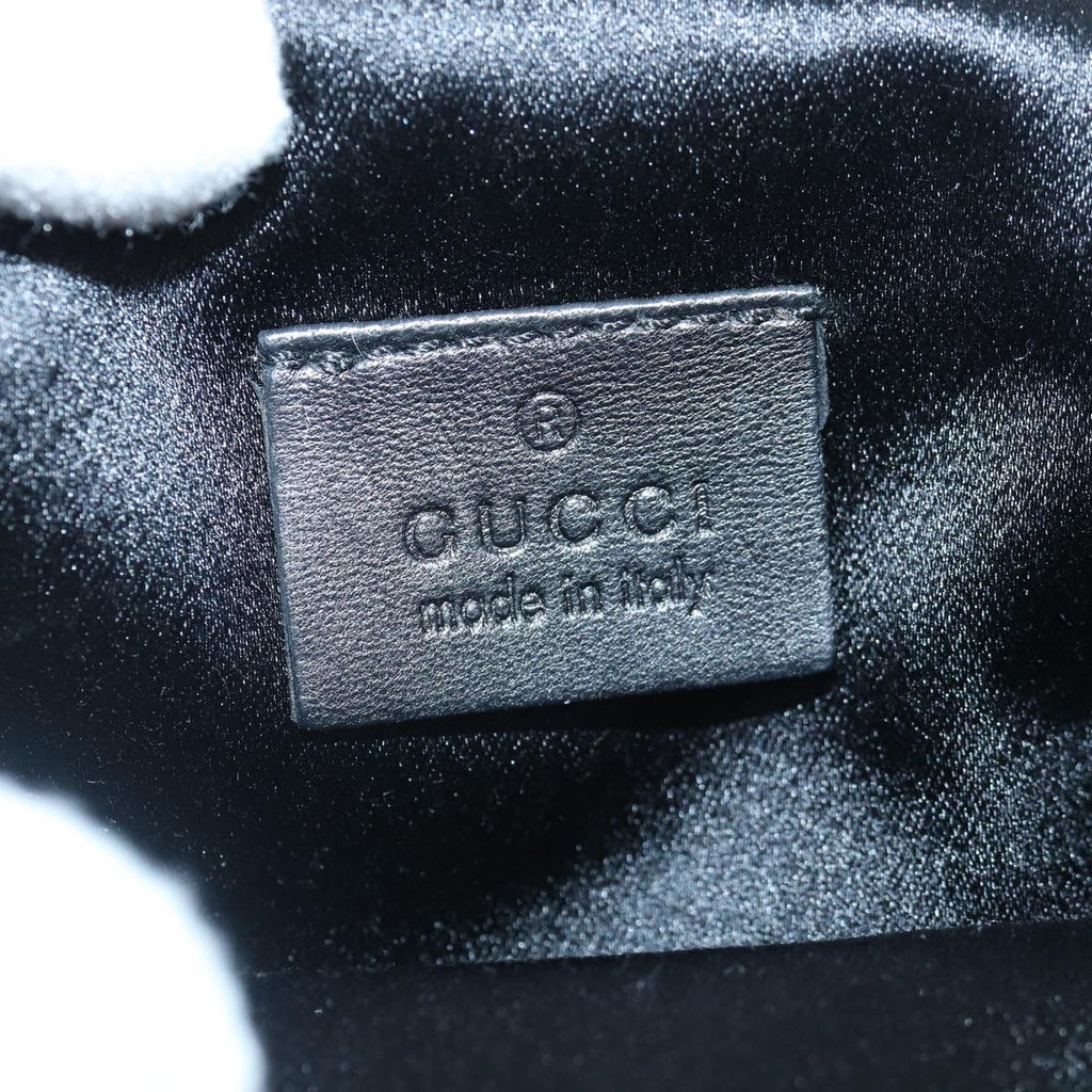 GUCCI Bamboo Beads Chain Purse Pouch Canvas Black 125587 yk14373