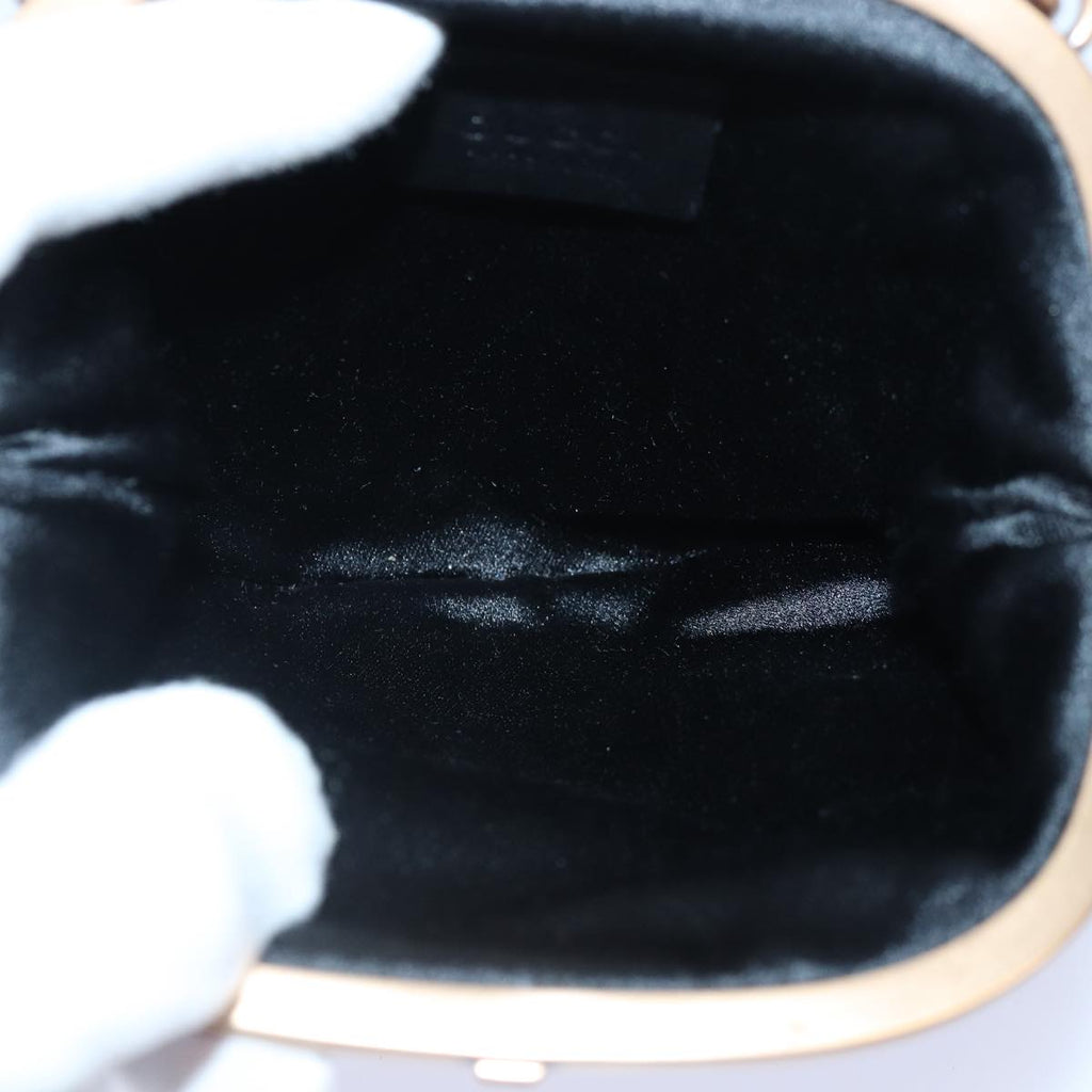 GUCCI Bamboo Beads Chain Purse Pouch Canvas Black 125587 yk14373