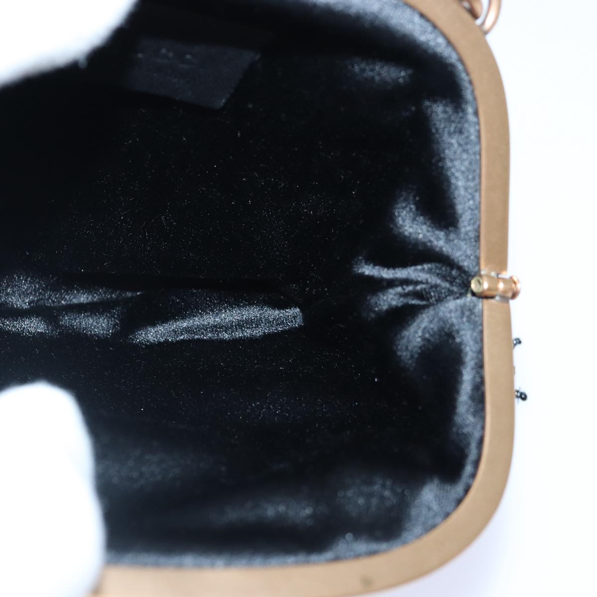 GUCCI Bamboo Beads Chain Purse Pouch Canvas Black 125587 yk14373