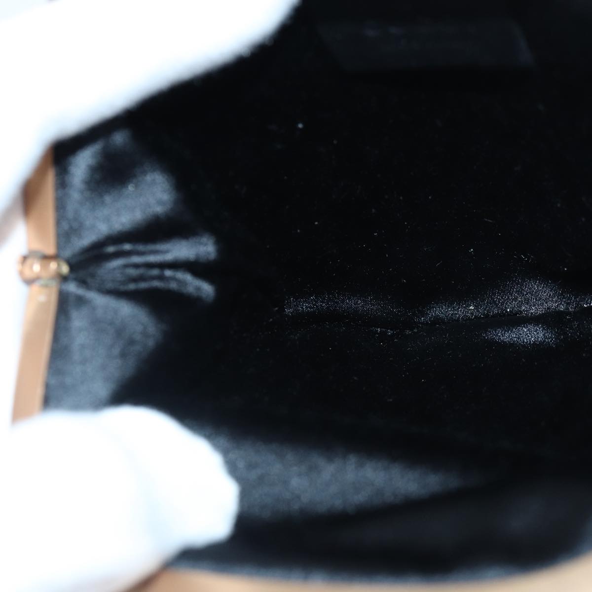 GUCCI Bamboo Beads Chain Purse Pouch Canvas Black 125587 yk14373