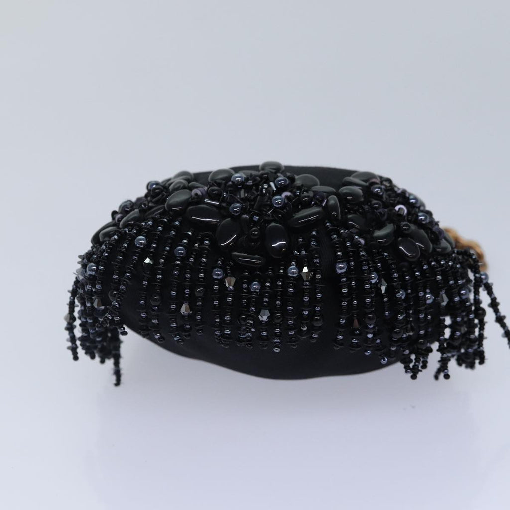 GUCCI Bamboo Beads Chain Purse Pouch Canvas Black 125587 yk14373