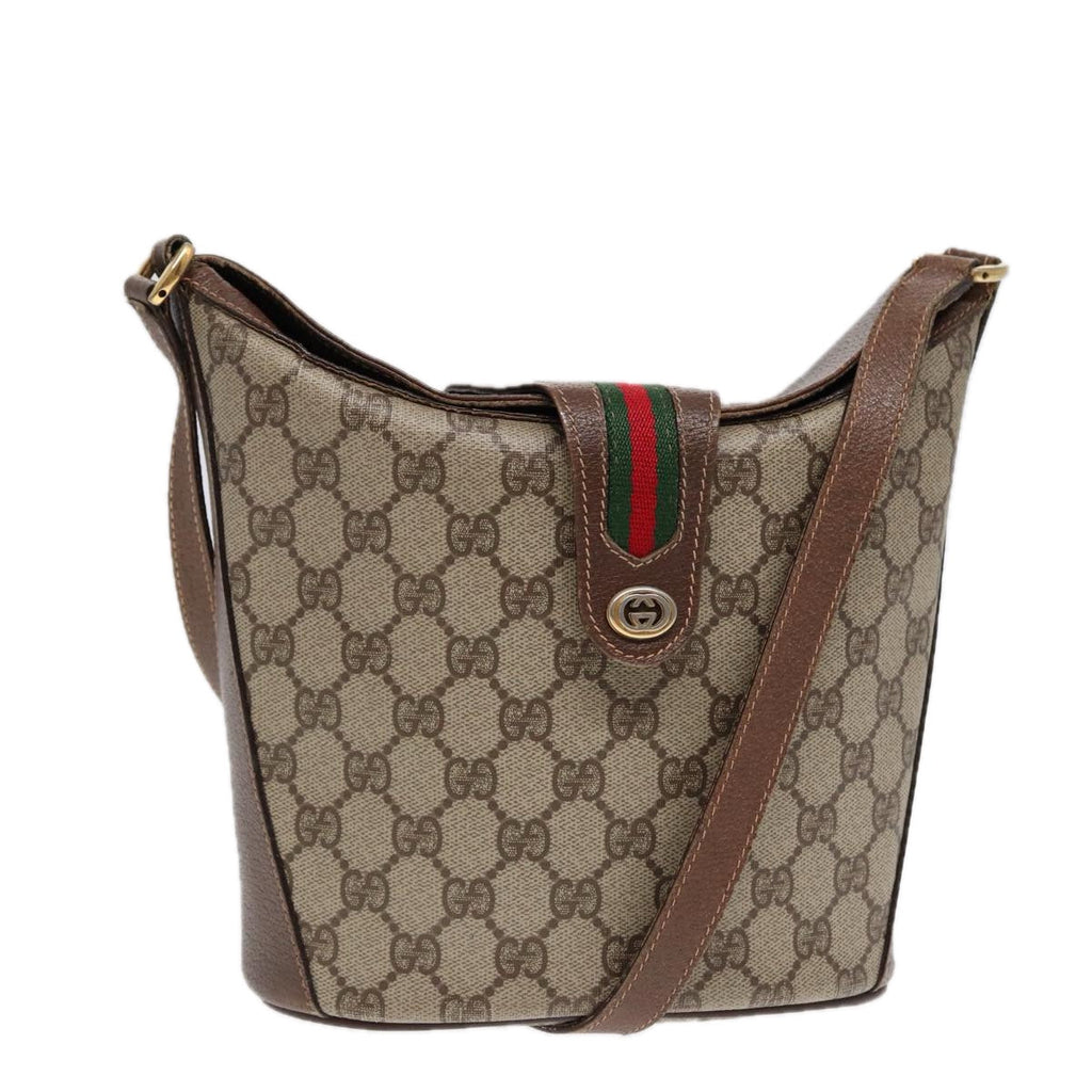 GUCCI GG Supreme Web Sherry Line Shoulder Bag PVC Beige 40 02 081 yk14383