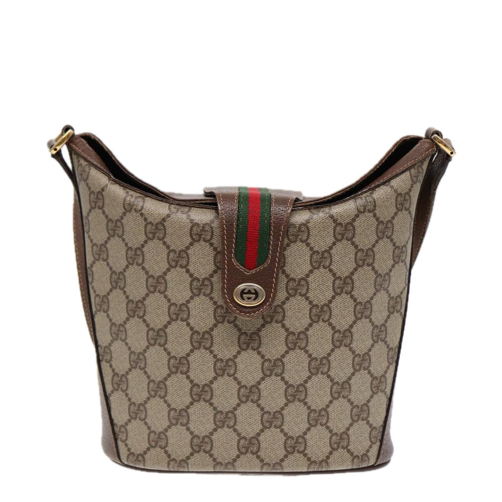 GUCCI GG Supreme Web Sherry Line Shoulder Bag PVC Beige 40 02 081 yk14383