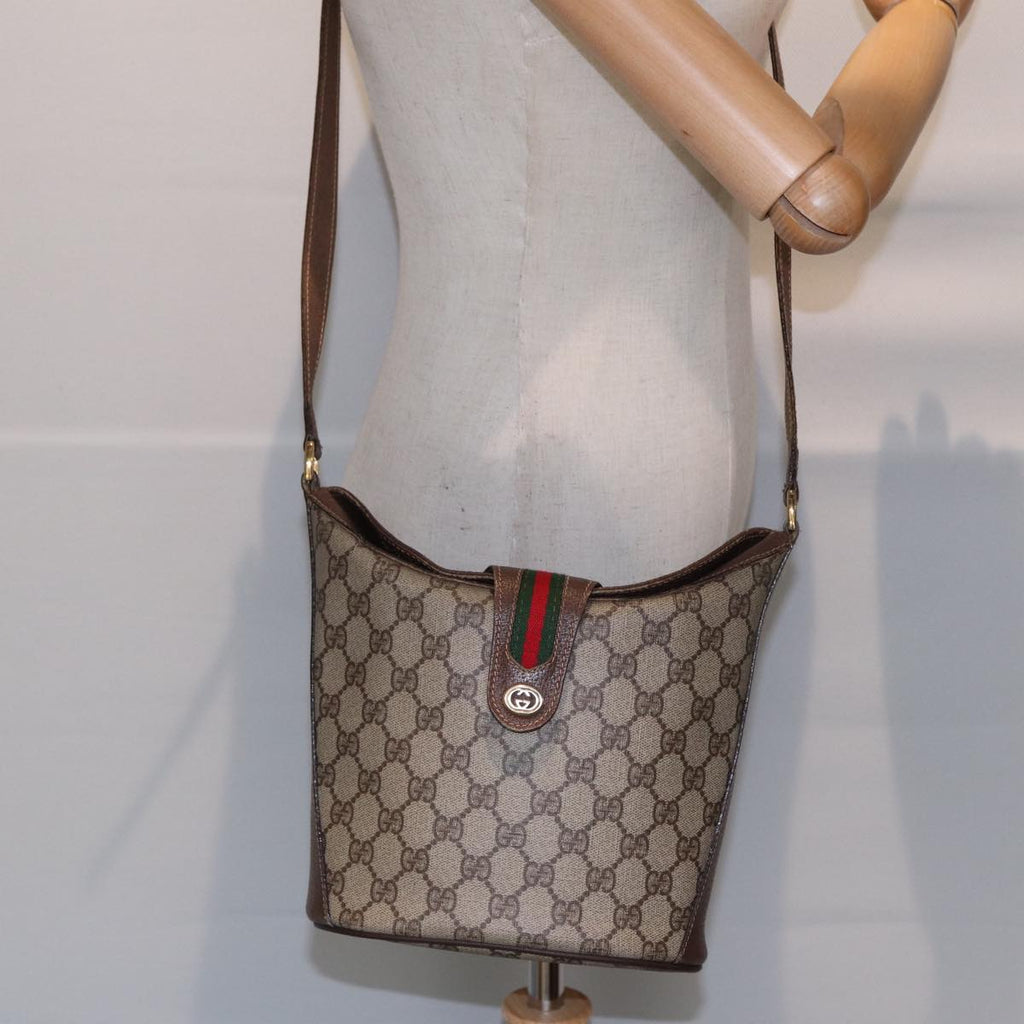 GUCCI GG Supreme Web Sherry Line Shoulder Bag PVC Beige 40 02 081 yk14383