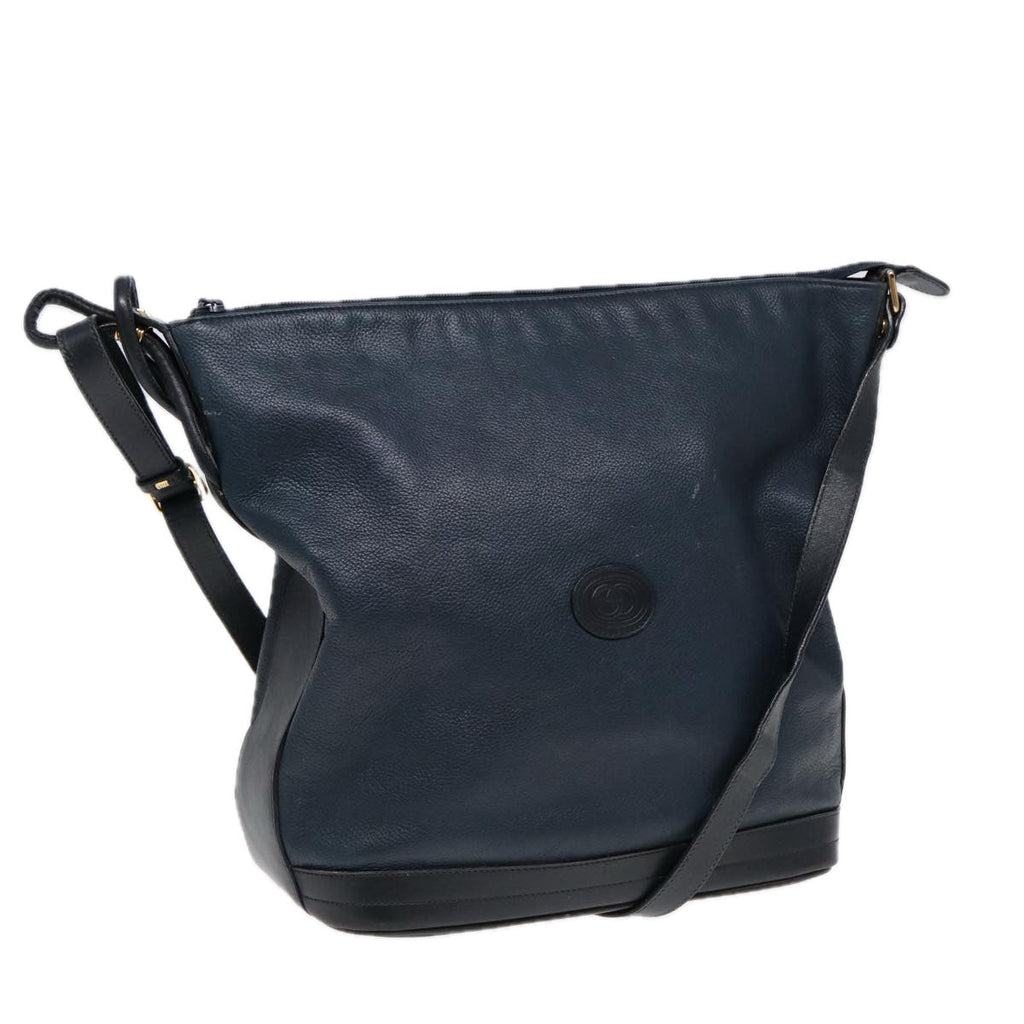 GUCCI Shoulder Bag Leather Navy Gold 001 090 0729 yk14384