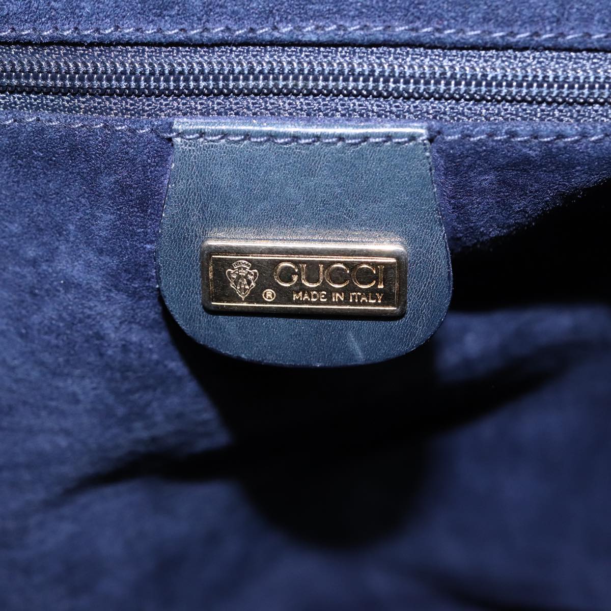 GUCCI Shoulder Bag Leather Navy Gold 001 090 0729 yk14384