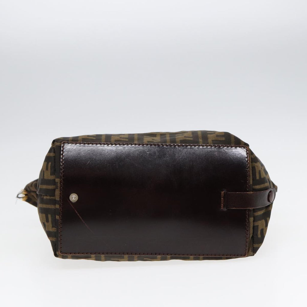 FENDI Zucca Canvas Hand Bag Brown Black Silver yk14392