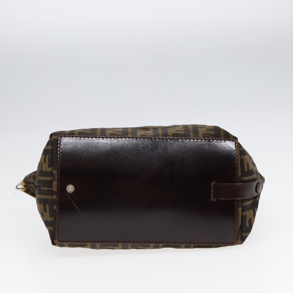 FENDI Zucca Canvas Hand Bag Brown Black Silver yk14392