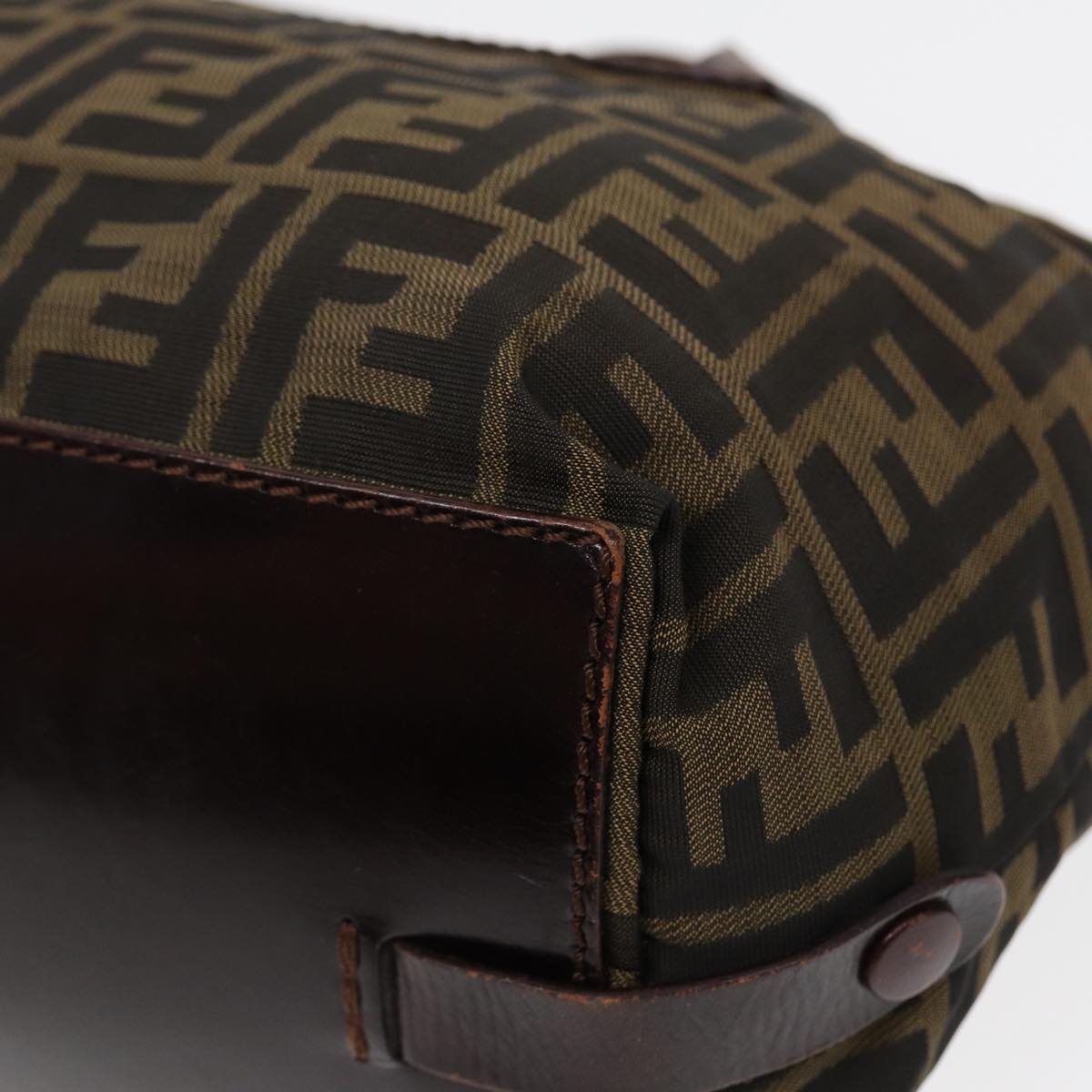 FENDI Zucca Canvas Hand Bag Brown Black Silver yk14392