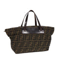 FENDI Zucca Canvas Hand Bag Brown Black Silver yk14392