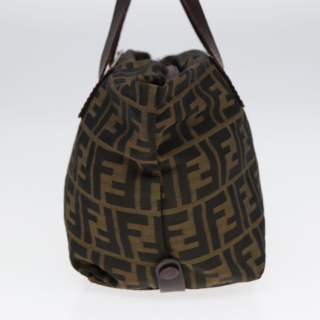 FENDI Zucca Canvas Hand Bag Brown Black Silver yk14392