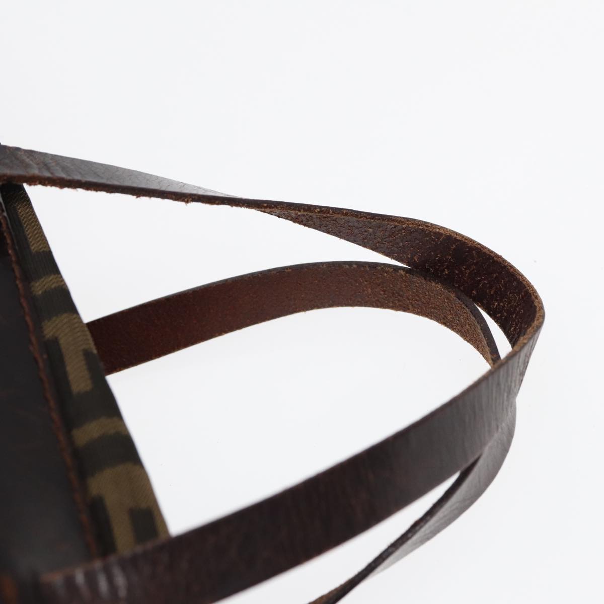 FENDI Zucca Canvas Hand Bag Brown Black Silver yk14392