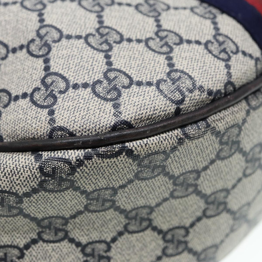 GUCCI GG Supreme Web Sherry Line Shoulder Bag PVC Leather Navy yk14395