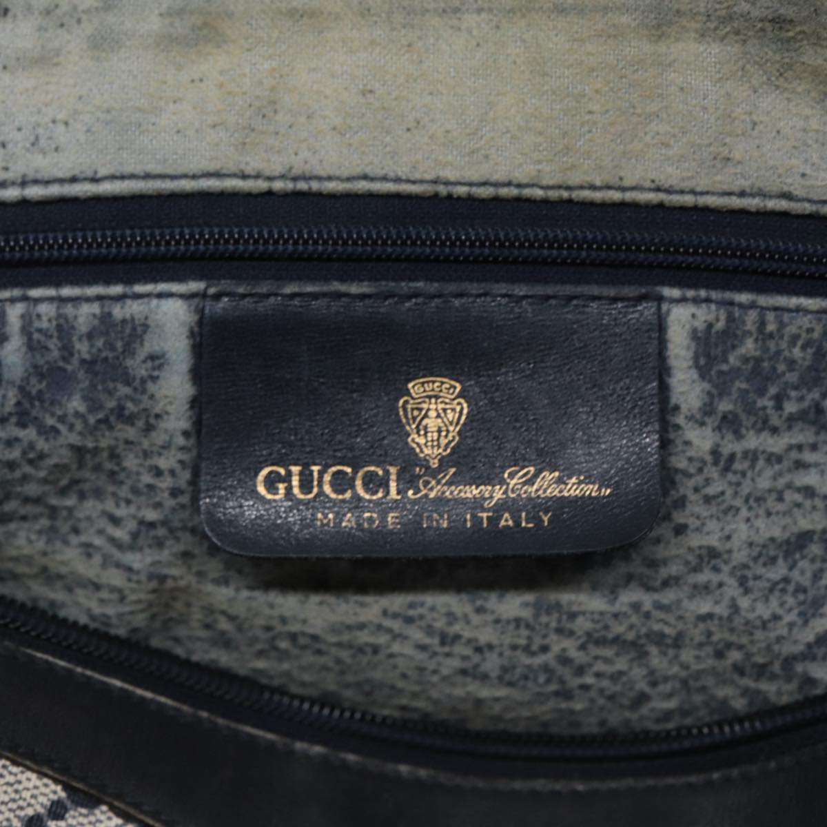 GUCCI GG Supreme Web Sherry Line Shoulder Bag PVC Leather Navy yk14395