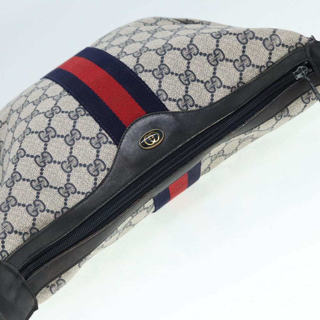 GUCCI GG Supreme Web Sherry Line Shoulder Bag PVC Leather Navy yk14395