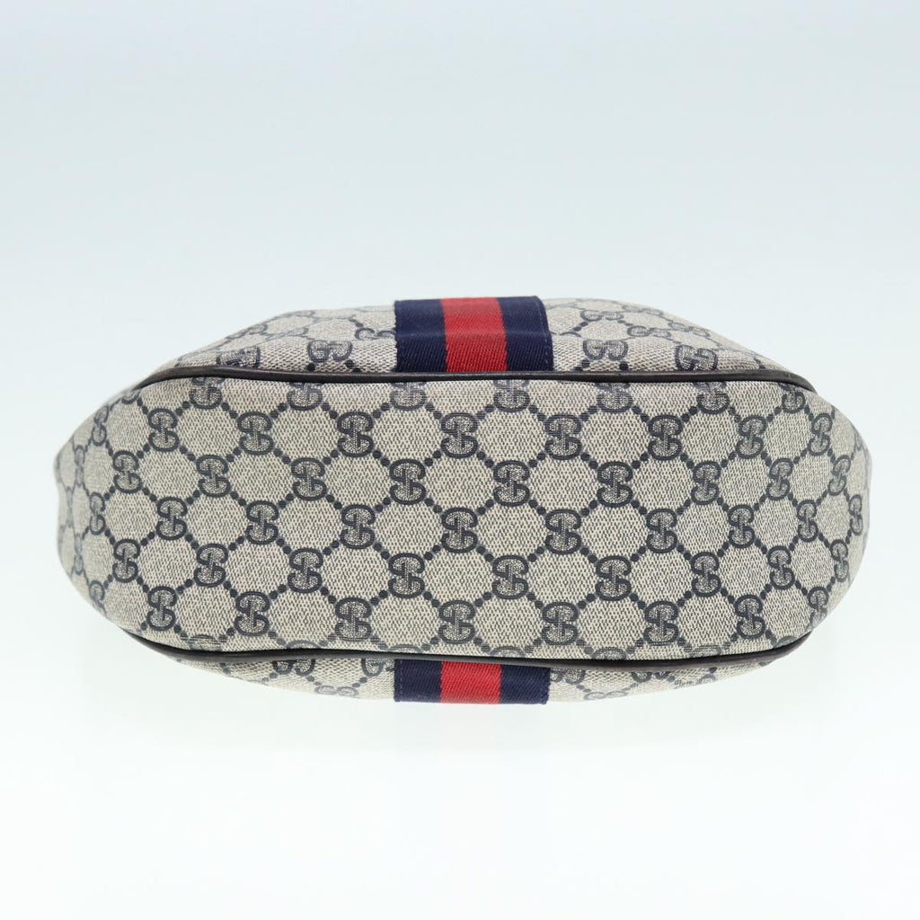 GUCCI GG Supreme Web Sherry Line Shoulder Bag PVC Leather Navy yk14395