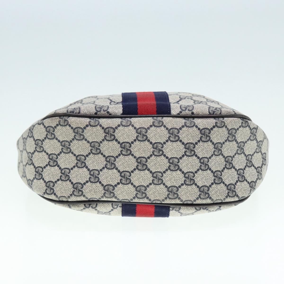 GUCCI GG Supreme Web Sherry Line Shoulder Bag PVC Leather Navy yk14395