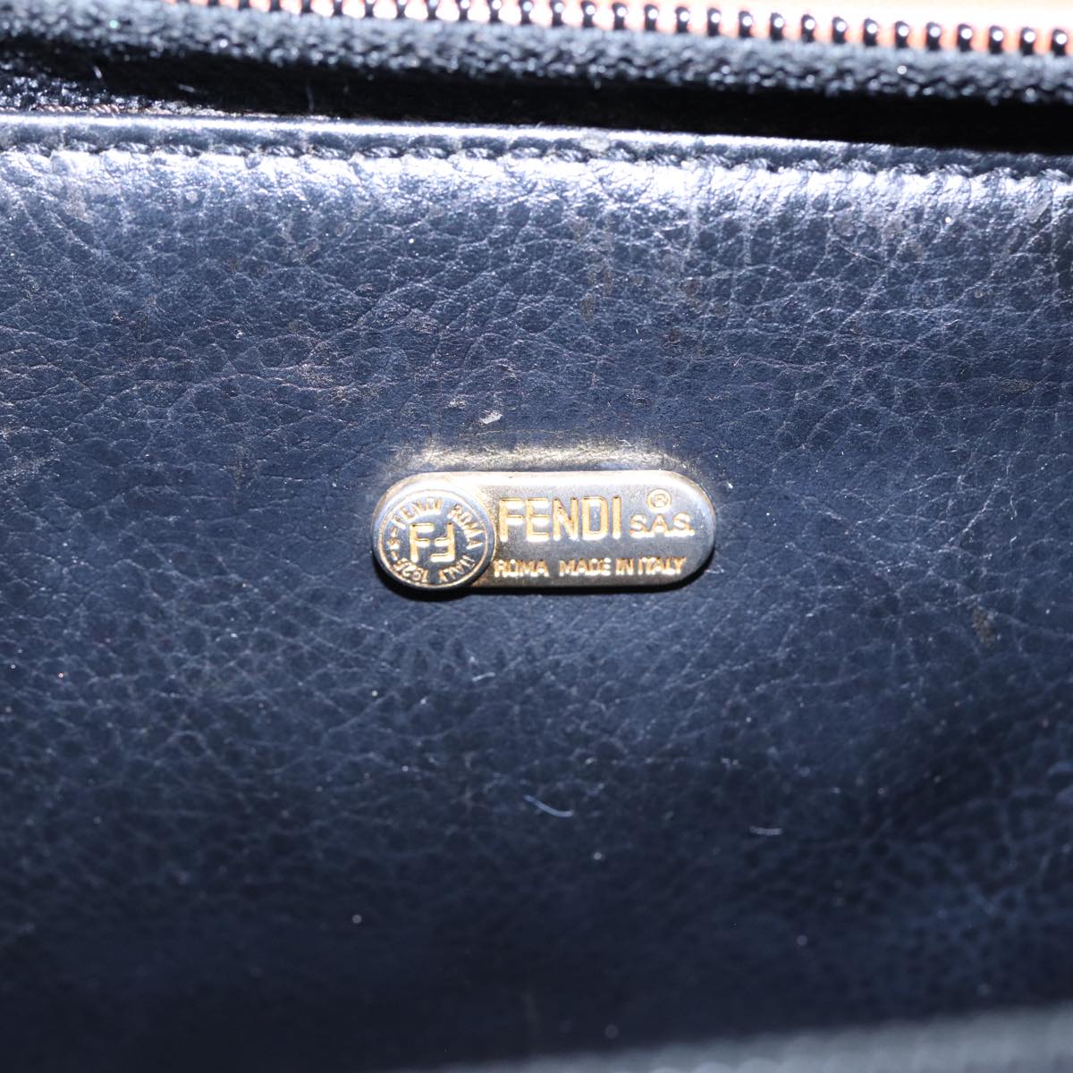 FENDI Pecan Canvas Mini Hand Bag Brown Black gold yk14400