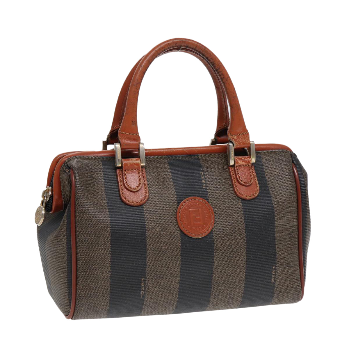 FENDI Pecan Canvas Mini Hand Bag Brown Black gold yk14400