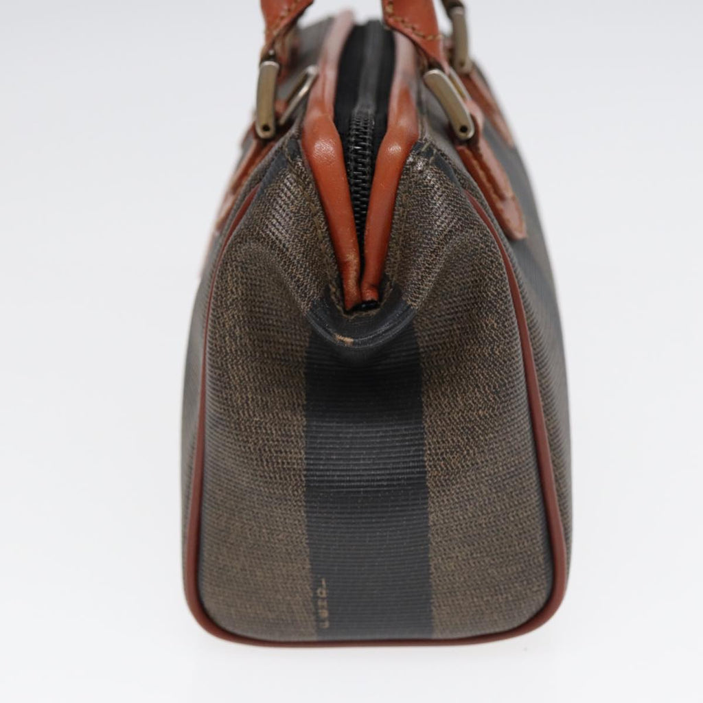 FENDI Pecan Canvas Mini Hand Bag Brown Black gold yk14400