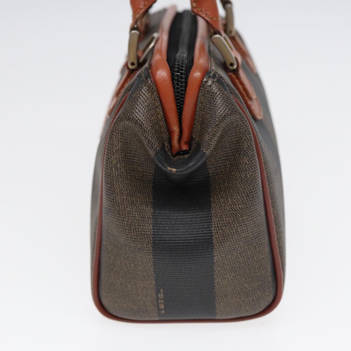 FENDI Pecan Canvas Mini Hand Bag Brown Black gold yk14400
