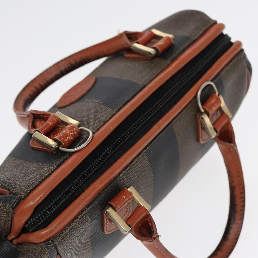 FENDI Pecan Canvas Mini Hand Bag Brown Black gold yk14400